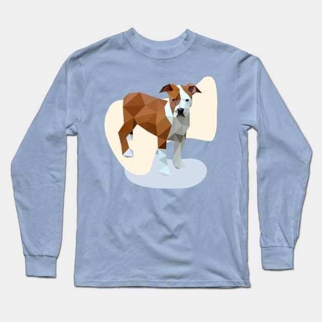 Bull Dog Low Poly Geometric Long Sleeve T-Shirt by Origami Fashion